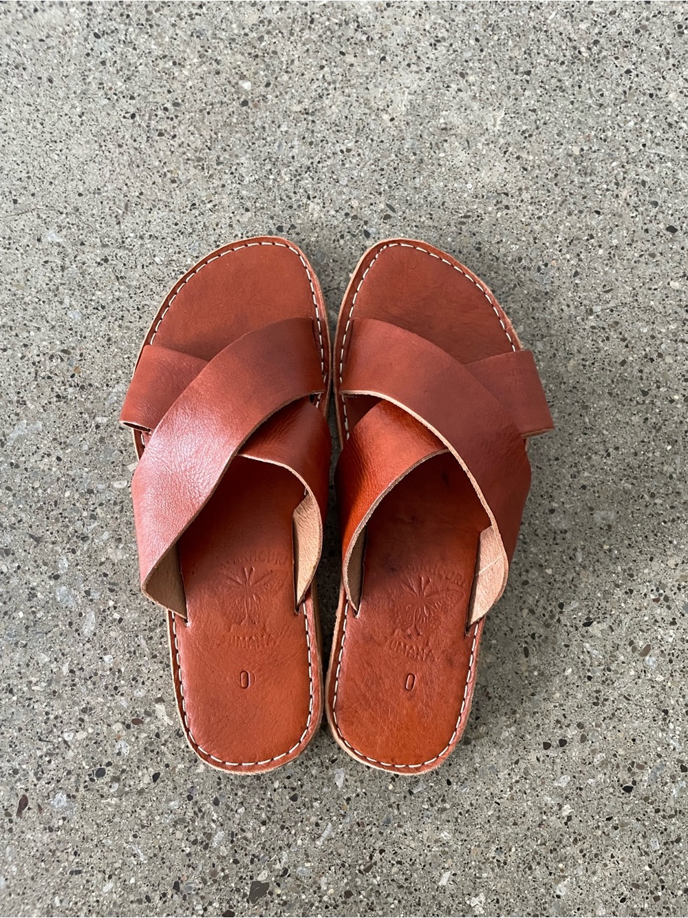 Handmade Moroccan Leather Cross Strap Sandals Brown 39